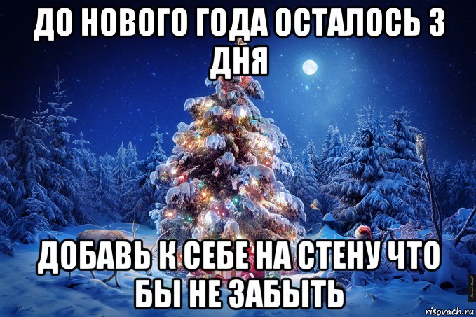 до нового года осталось 3 дня добавь к себе на стену что бы не забыть, Мем  123