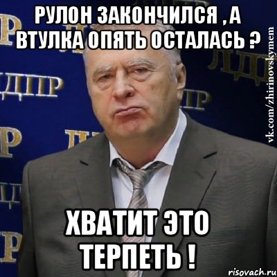 Рулон закончился , а втулка опять осталась ? Хватит это терпеть !, Мем Хватит это терпеть (Жириновский)