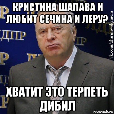 кристина шалава и любит сечина и леру? хватит это терпеть дибил, Мем Хватит это терпеть (Жириновский)