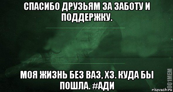 спасибо друзьям за заботу и поддержку. моя жизнь без ваз, хз. куда бы пошла. #ади, Мем Игра слов 2