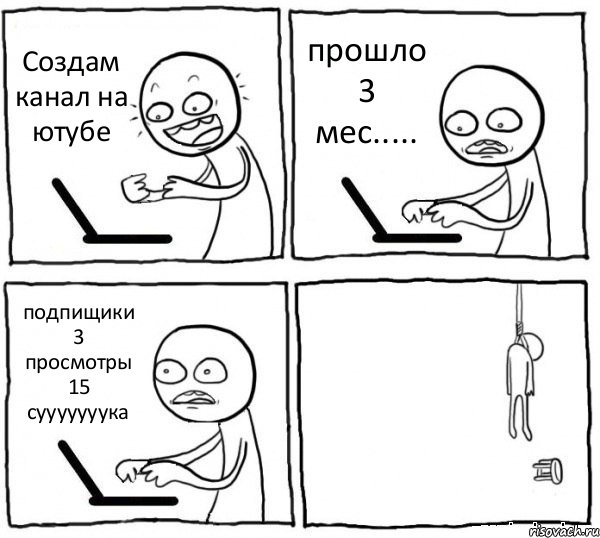 Создам канал на ютубе прошло 3 мес..... подпищики 3 просмотры 15 сууууууука , Комикс интернет убивает