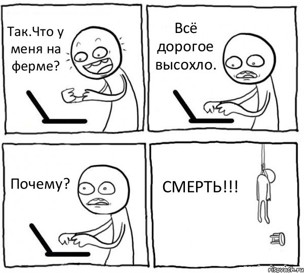 Так.Что у меня на ферме? Всё дорогое высохло. Почему? СМЕРТЬ!!!, Комикс интернет убивает