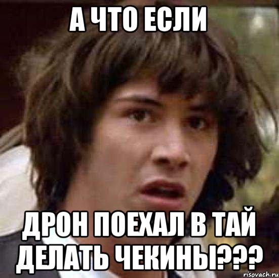 А ЧТО ЕСЛИ ДРОН ПОЕХАЛ В ТАЙ ДЕЛАТЬ ЧЕКИНЫ???, Мем А что если (Киану Ривз)