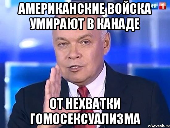 Американские войска умирают в канаде от нехватки гомосексуализма, Мем Киселёв 2014