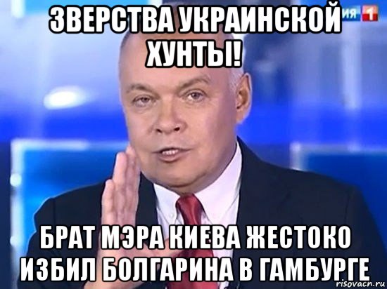 зверства украинской хунты! брат мэра киева жестоко избил болгарина в гамбурге, Мем Киселёв 2014