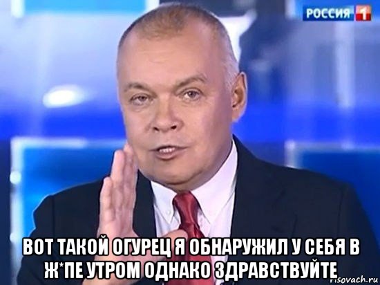  вот такой огурец я обнаружил у себя в ж*пе утром однако здравствуйте, Мем Киселёв 2014