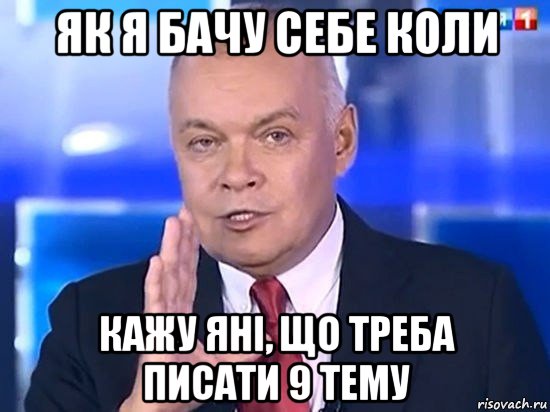 як я бачу себе коли кажу яні, що треба писати 9 тему, Мем Киселёв 2014