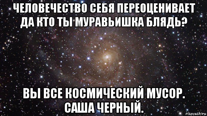 человечество себя переоценивает да кто ты муравьишка блядь? вы все космический мусор. саша черный., Мем  Космос (офигенно)