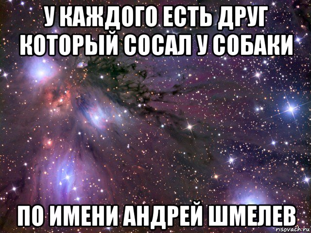 у каждого есть друг который сосал у собаки по имени андрей шмелев, Мем Космос