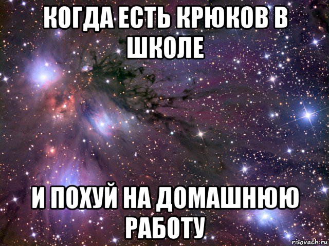 когда есть крюков в школе и похуй на домашнюю работу, Мем Космос