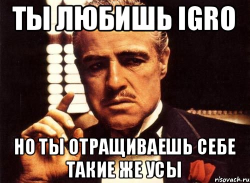 Ты любишь IGRO Но ты отращиваешь себе такие же усы, Мем крестный отец