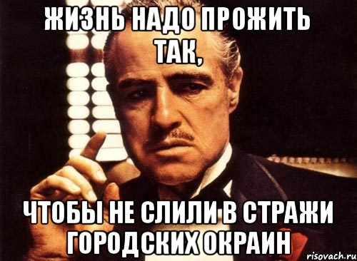 Жизнь надо прожить так, чтобы не слили в Стражи Городских Окраин, Мем крестный отец