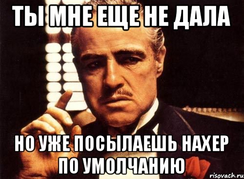 Ты мне еще не дала Но уже посылаешь нахер по умолчанию, Мем крестный отец