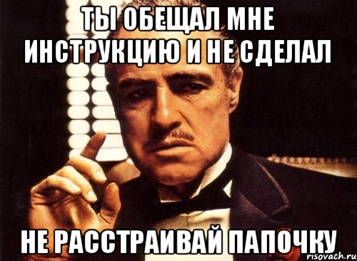 Ты обещал мне инструкцию и не сделал Не расстраивай Папочку, Мем крестный отец