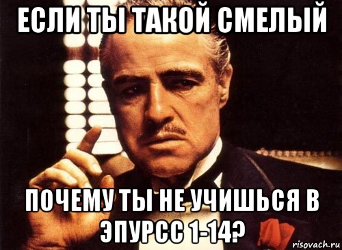 если ты такой смелый почему ты не учишься в эпурсс 1-14?, Мем крестный отец