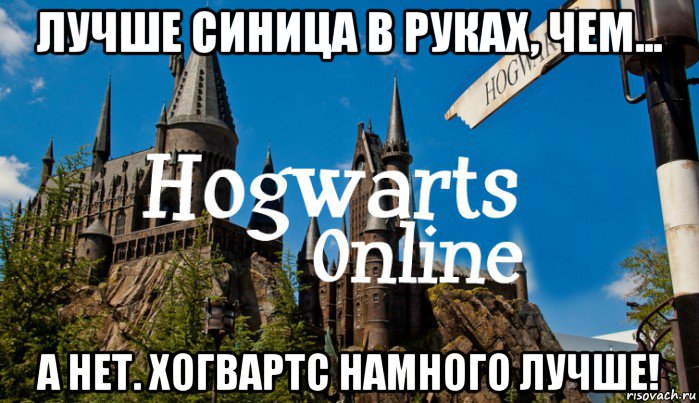 лучше синица в руках, чем... а нет. хогвартс намного лучше!, Мем   Мем Хогвартс Онлайн