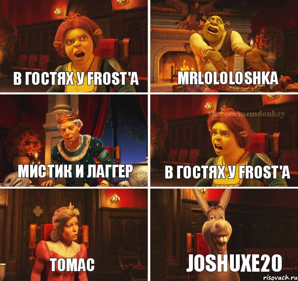 В гостях у Frost'a MrLololoshka Мистик и лаггер В гостях у Frost'a Томас JosHuxe20, Комикс  Шрек Фиона Гарольд Осел