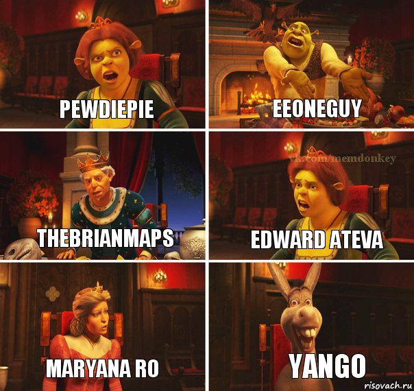 PewDiePie EeOneGuy TheBrianMaps Edward Ateva Maryana Ro YanGo, Комикс  Шрек Фиона Гарольд Осел