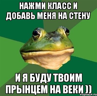 Нажми класс и добавь меня на стену и я буду твоим прынцем на веки )), Мем  Мерзкая жаба