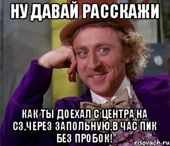 Ну давай расскажи Как ты доехал с центра на сз,через запольную,в час пик без пробок!, Мем мое лицо