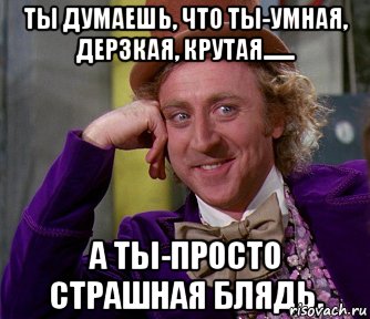 ТЫ ДУМАЕШЬ, ЧТО ТЫ-УМНАЯ, ДЕРЗКАЯ, КРУТАЯ....... А ТЫ-ПРОСТО СТРАШНАЯ БЛЯДЬ., Мем мое лицо