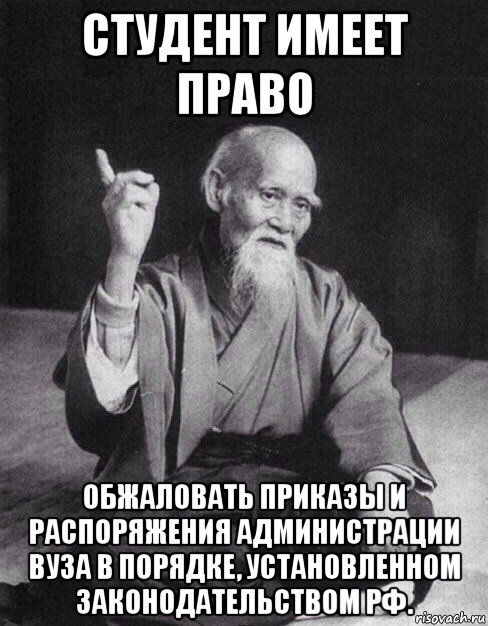 студент имеет право обжаловать приказы и распоряжения администрации вуза в порядке, установленном законодательством рф., Мем Монах-мудрец (сэнсей)