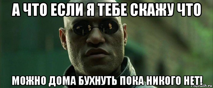 а что если я тебе скажу что можно дома бухнуть пока никого нет!, Мем  морфеус