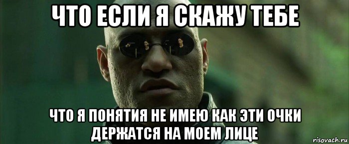 что если я скажу тебе что я понятия не имею как эти очки держатся на моем лице