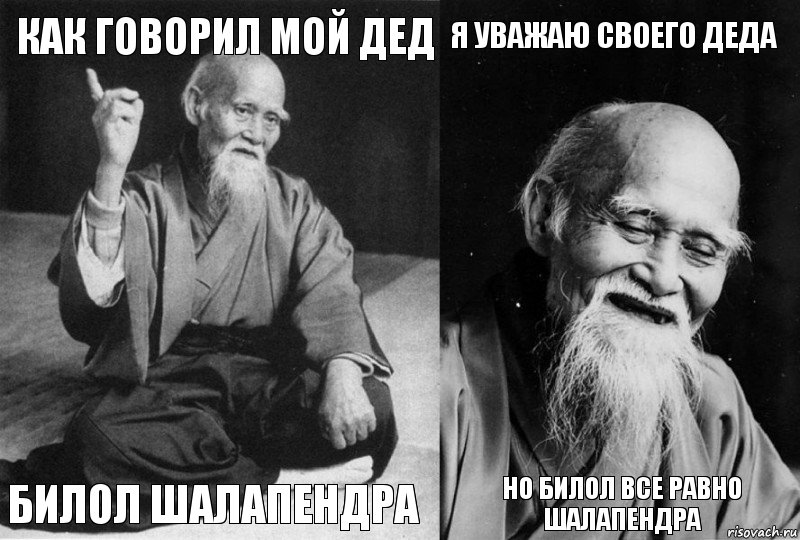 Как говорил мой дед Билол Шалапендра Я уважаю своего деда Но Билол все равно Шалапендра, Комикс Мудрец-монах (4 зоны)