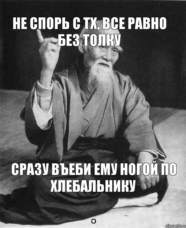 не спорь с тх, все равно без толку сразу въеби ему ногой по хлебальнику, Мем Монах-мудрец (сэнсей)