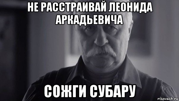 не расстраивай леонида аркадьевича сожги субару, Мем Не огорчай Леонида Аркадьевича