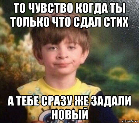 то чувство когда ты только что сдал стих а тебе сразу же задали новый, Мем Недовольный пацан