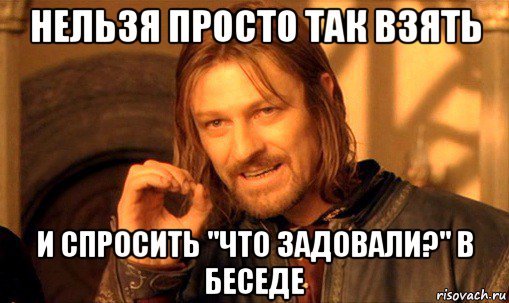 нельзя просто так взять и спросить "что задовали?" в беседе, Мем Нельзя просто так взять и (Боромир мем)