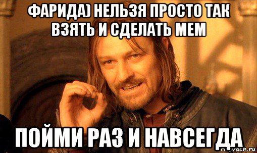 фарида) нельзя просто так взять и сделать мем пойми раз и навсегда, Мем Нельзя просто так взять и (Боромир мем)