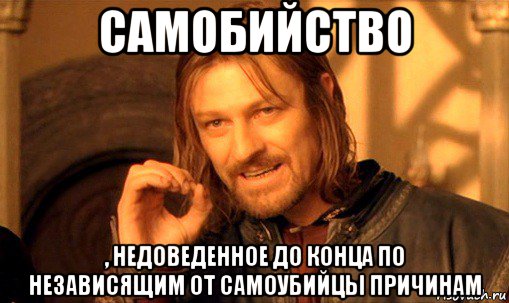 самобийство , недоведенное до конца по независящим от самоубийцы причинам, Мем Нельзя просто так взять и (Боромир мем)