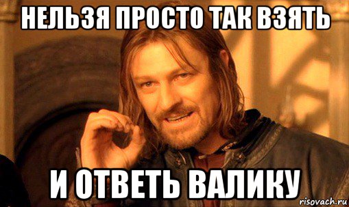 нельзя просто так взять и ответь валику, Мем Нельзя просто так взять и (Боромир мем)