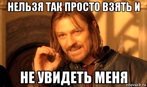 нельзя так просто взять и не увидеть меня, Мем Нельзя просто так взять и (Боромир мем)