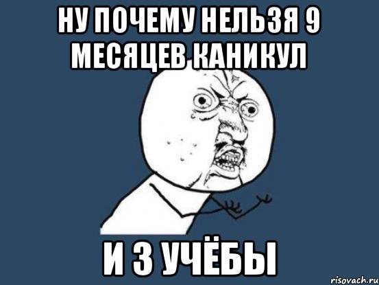 ну почему нельзя 9 месяцев каникул и 3 учёбы, Мем Ну почему