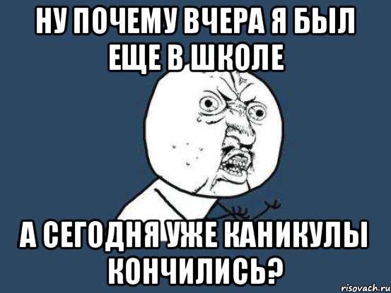 Ну почему вчера я был еще в школе а сегодня уже каникулы кончились?, Мем Ну почему