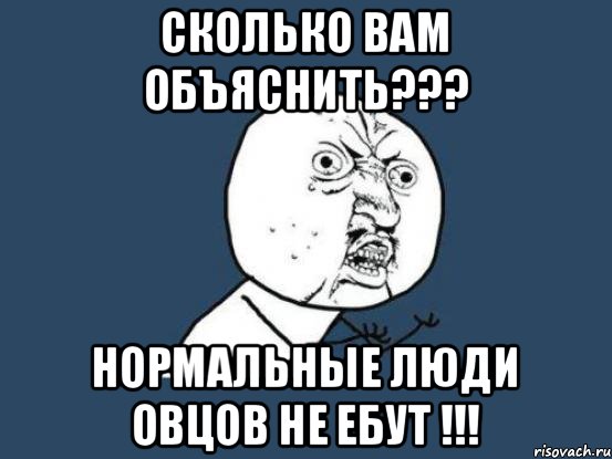 Сколько вам объяснить??? нормальные люди овцов не ебут !!!, Мем Ну почему