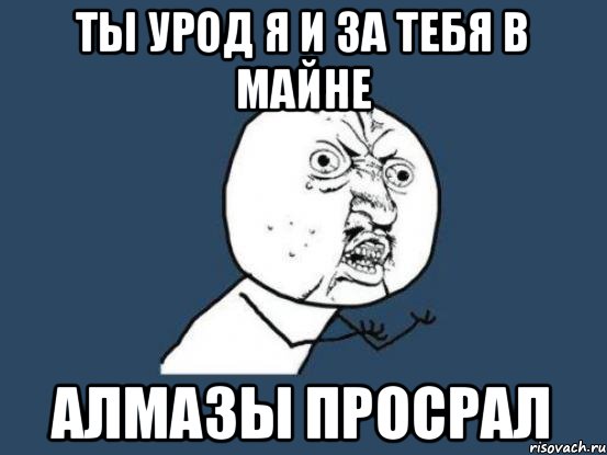 Ты урод я и за тебя в майне алмазы просрал, Мем Ну почему