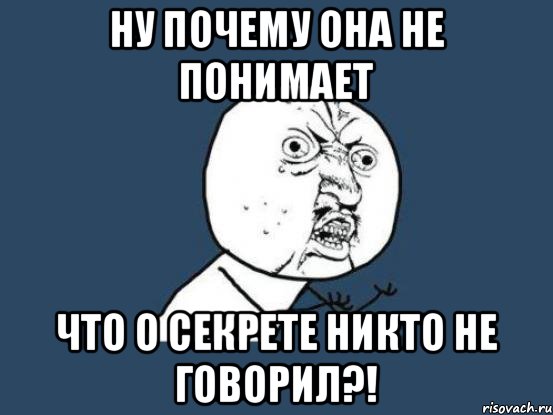 Ну почему она не понимает что о секрете никто не говорил?!, Мем Ну почему