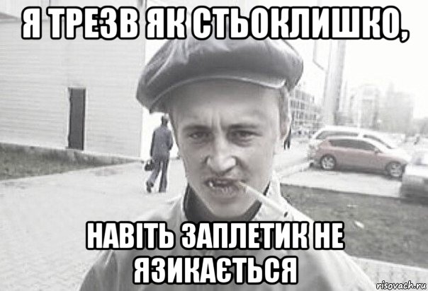 я трезв як стьоклишко, навіть заплетик не язикається, Мем Пацанська философия