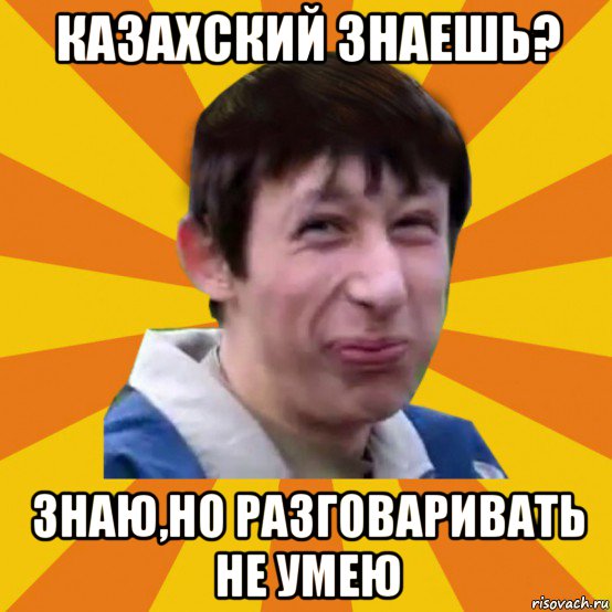 казахский знаешь? знаю,но разговаривать не умею, Мем Типичный врунишка