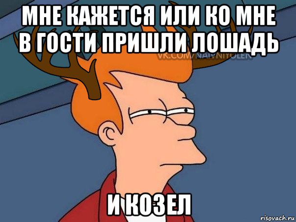 мне кажется или ко мне в гости пришли лошадь и козел, Мем  Подозрительный олень