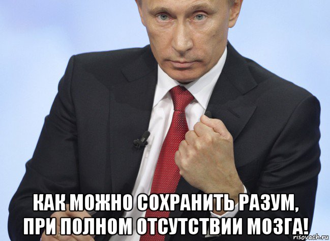  как можно сохранить разум, при полном отсутствии мозга!, Мем Путин показывает кулак