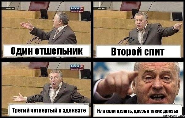 Один отшельник Второй спит Третий четвертый в адеквате Ну а хули делать, друзья такие друзья, Комикс с Жириновским