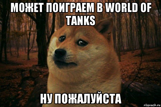 может поиграем в world of tanks ну пожалуйста, Мем SAD DOGE
