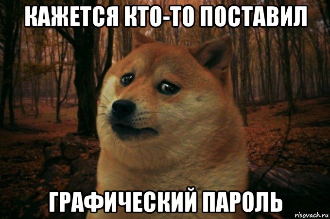 кажется кто-то поставил графический пароль, Мем SAD DOGE