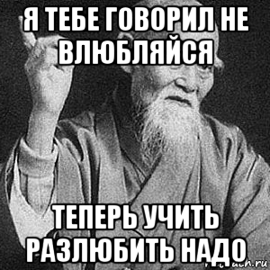 я тебе говорил не влюбляйся теперь учить разлюбить надо, Мем Монах-мудрец (сэнсей)